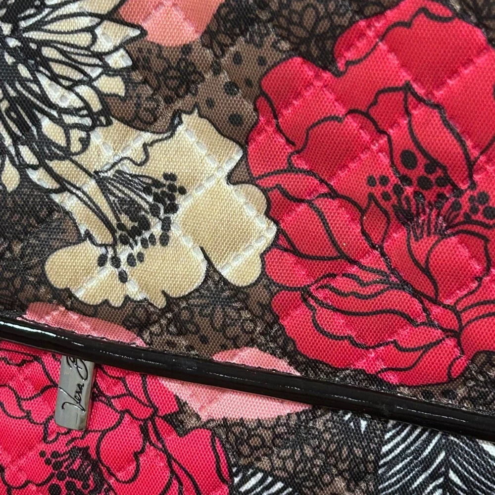 Vera Bradley mocha rouge Quilt Laptop Bag Checkpoint Friendly Floral Travel Tote